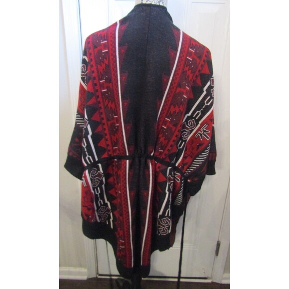 Grey Antics Knit Wool Blend Oversized Aztec Southwestern Sweater Wrap Sz XS / S - Picture 4 of 7